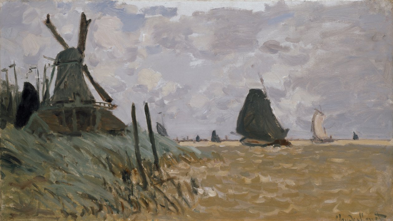 Um moinho de vento perto de Zaandam, do século XIX de Claude Monet