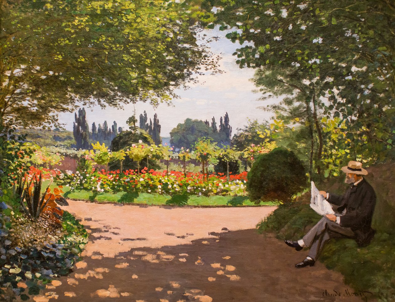 Adolphe Monet no jardim de Le Coteau em Sainte-Adresse de Claude Monet