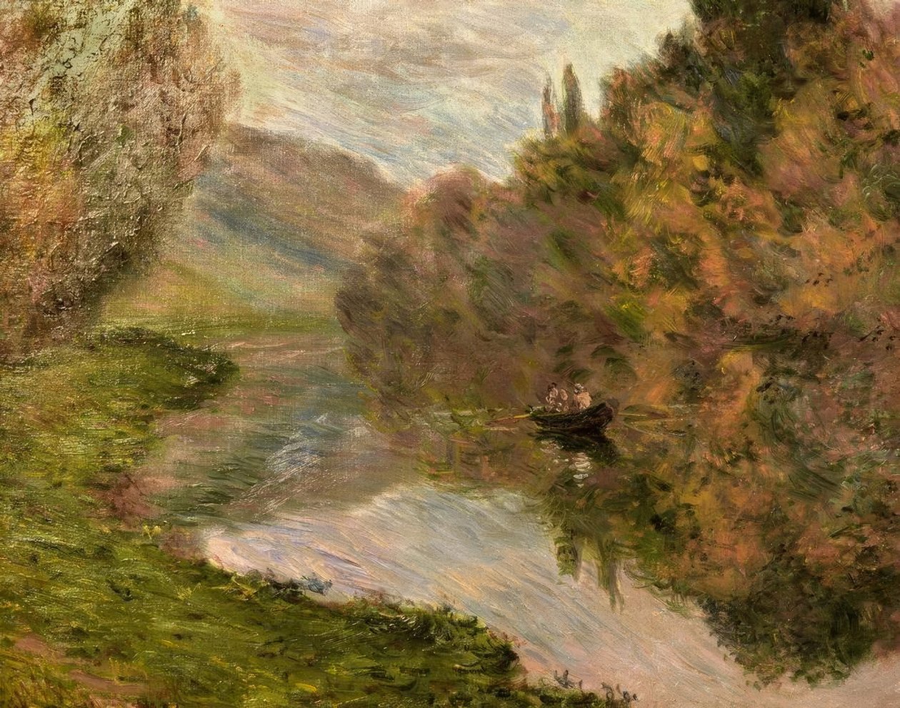 Barco no Sena em Jeufosse de Claude Monet