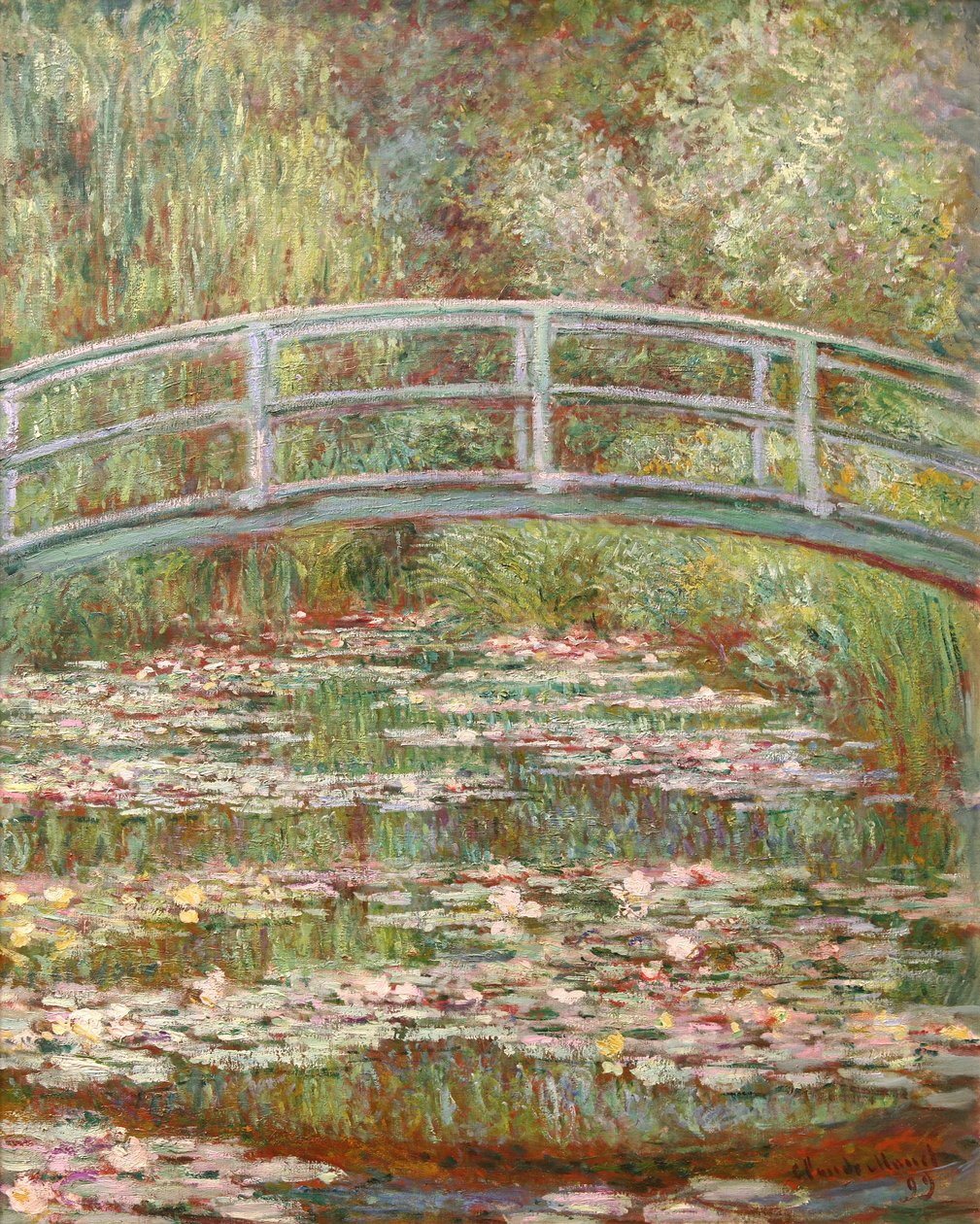 Ponte sobre uma lagoa de lírios de água de Claude Monet