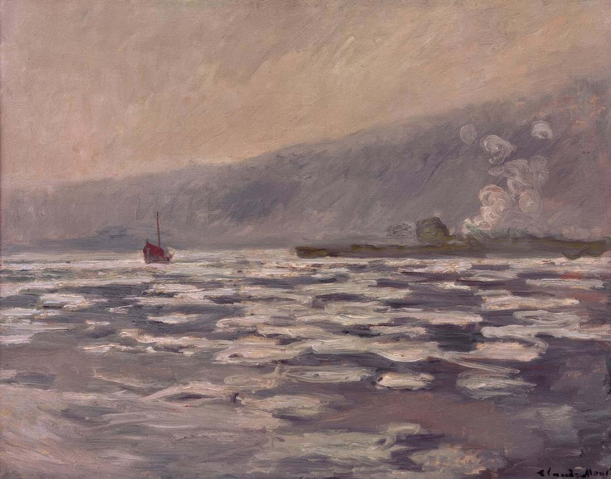 Blocos de gelo na eclusa de Port-Villez de Claude Monet