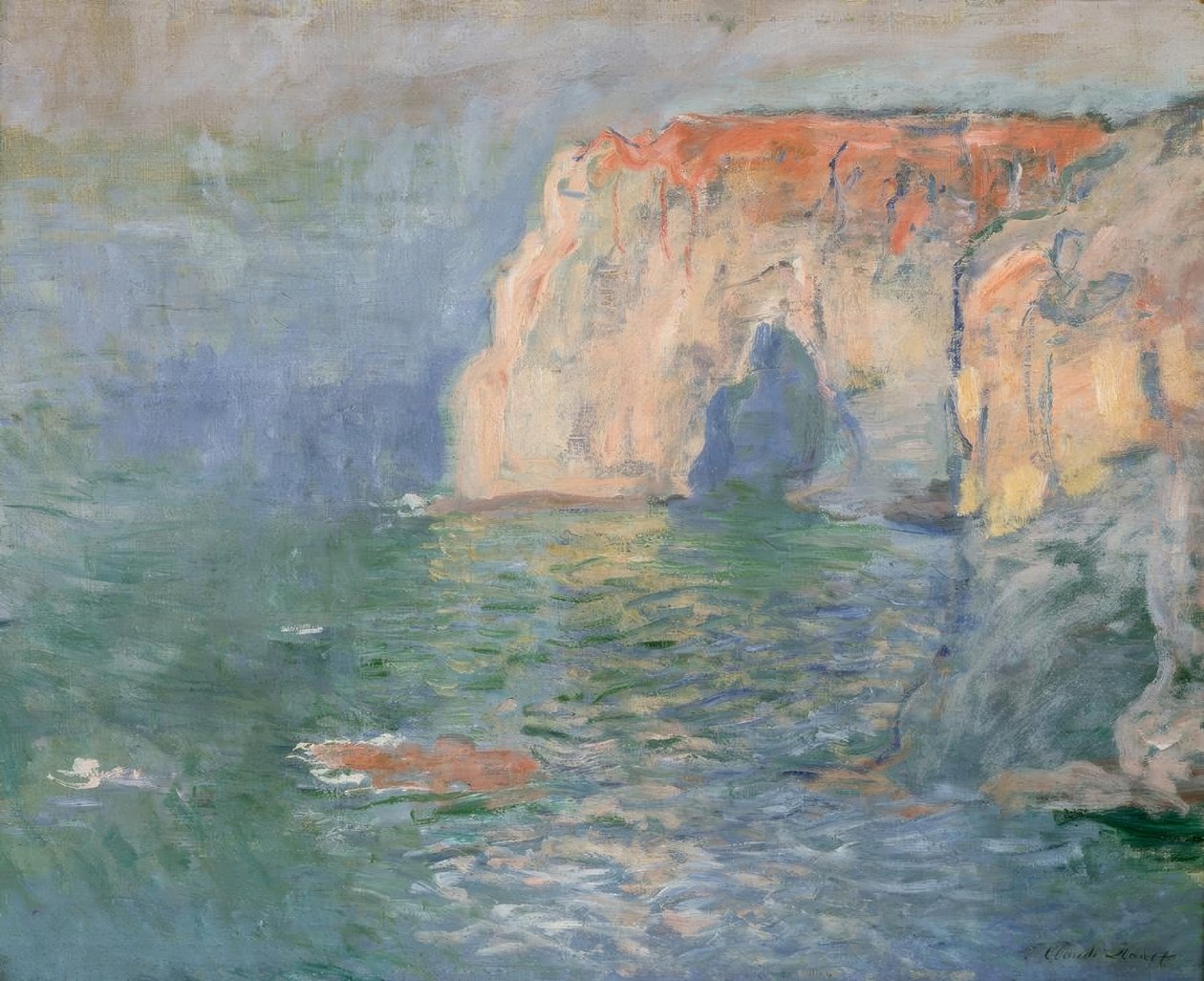 Etretat: O Manneporte, reflexões sobre a água de Claude Monet