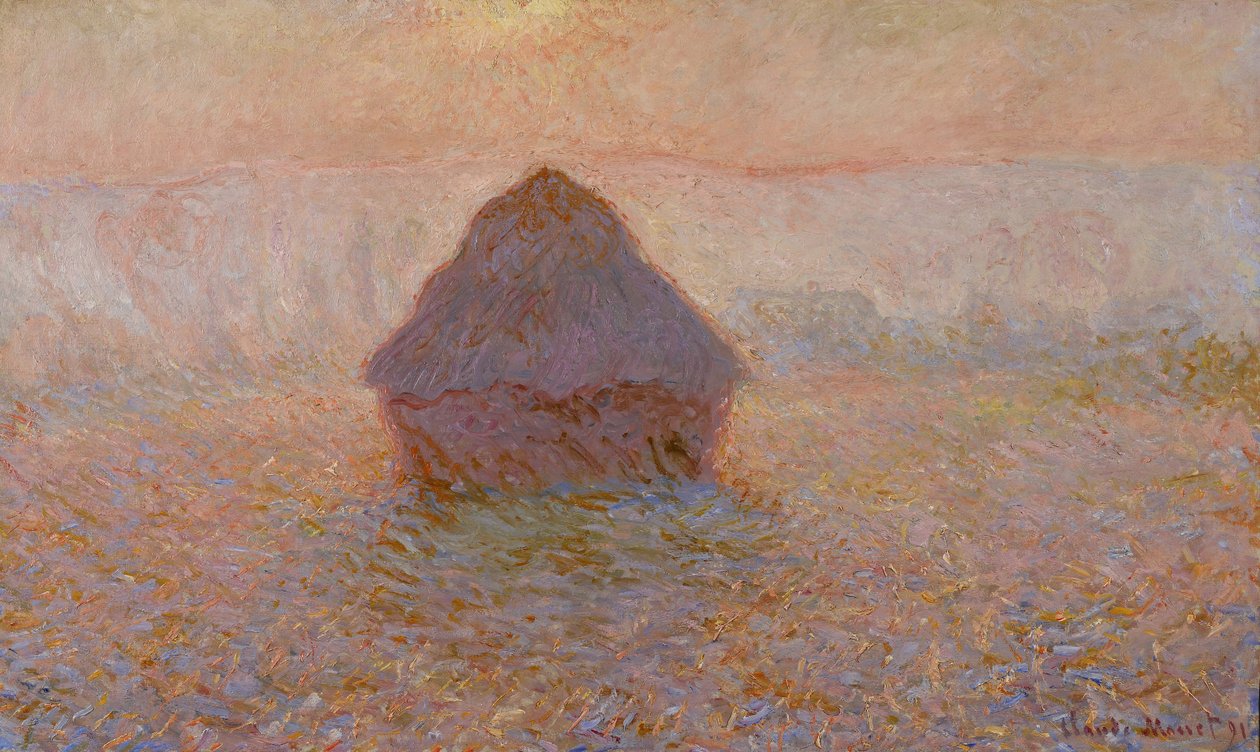 Grainstack, sol na névoa, 1891 de Claude Monet