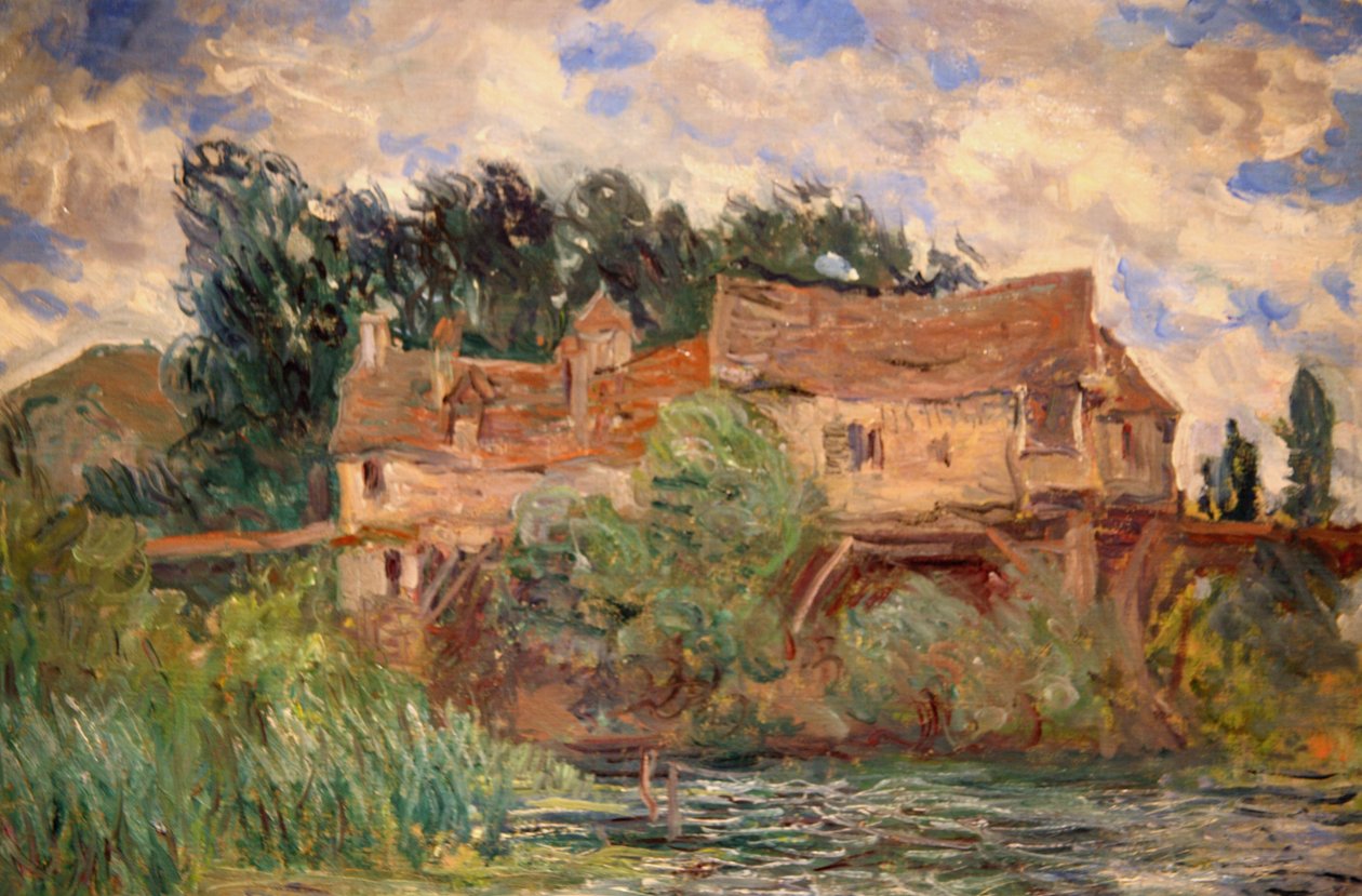 Casas na ponte velha em Vernon por volta de 1883 por Monet de Claude Monet