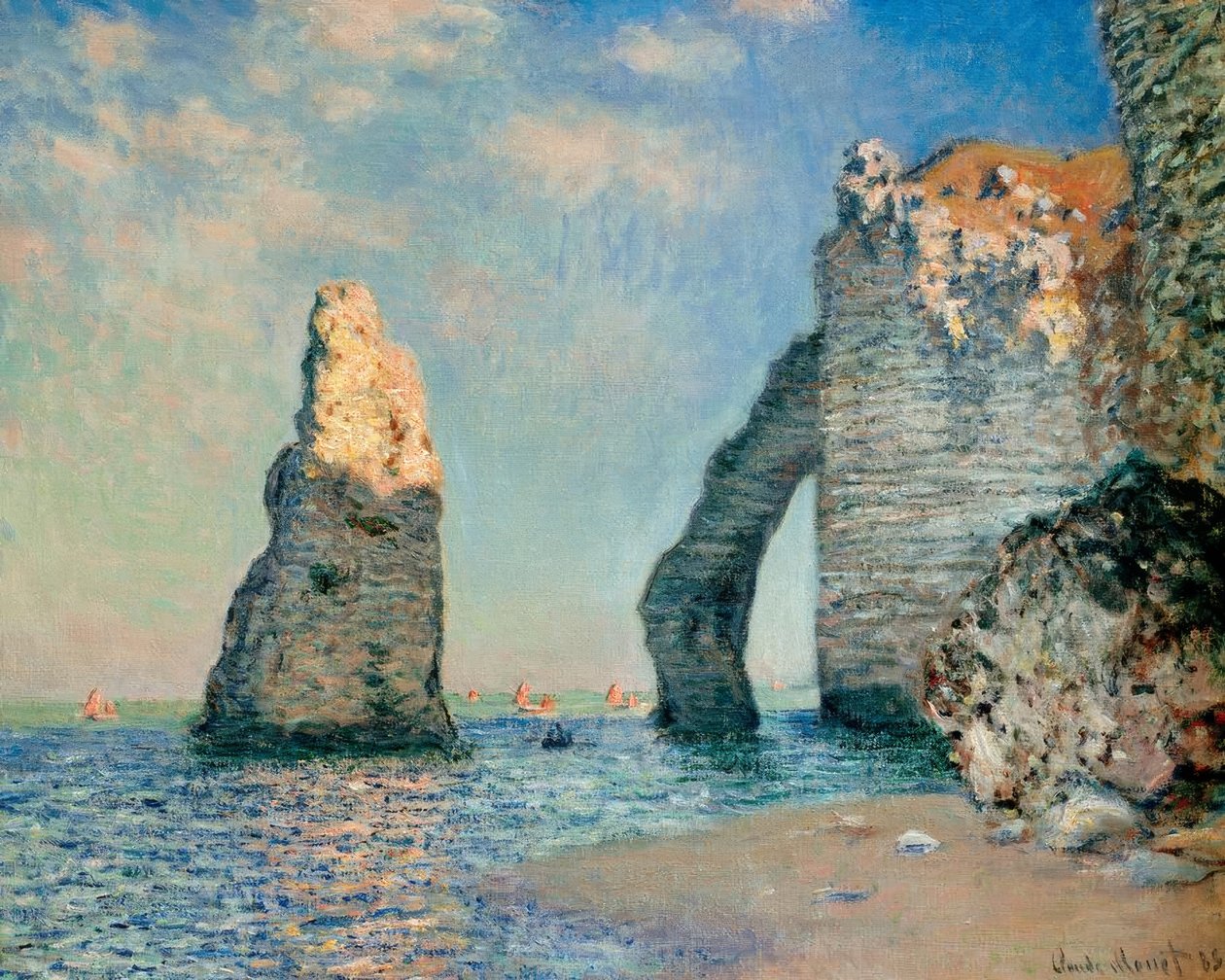A agulha e o penhasco a jusante (Die Nadel und die Falaise de Claude Monet