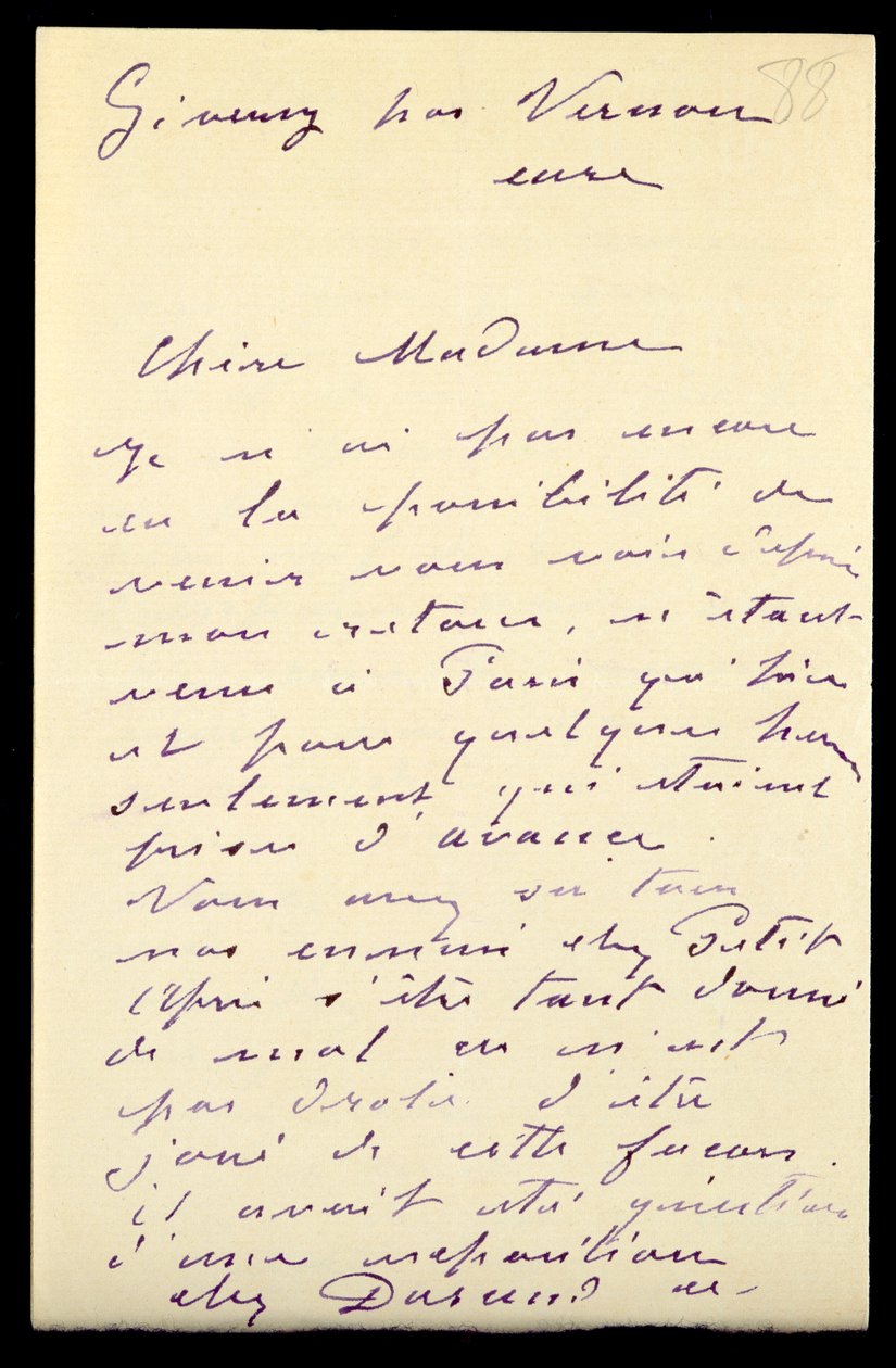 Carta de Claude Monet para Berthe Morisot, 1888 de Claude Monet
