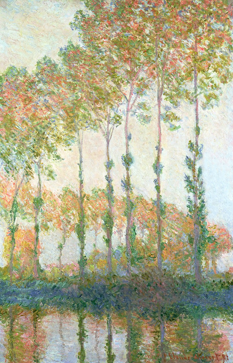 Choupos nos bancos do Epte, outono, 1891 de Claude Monet