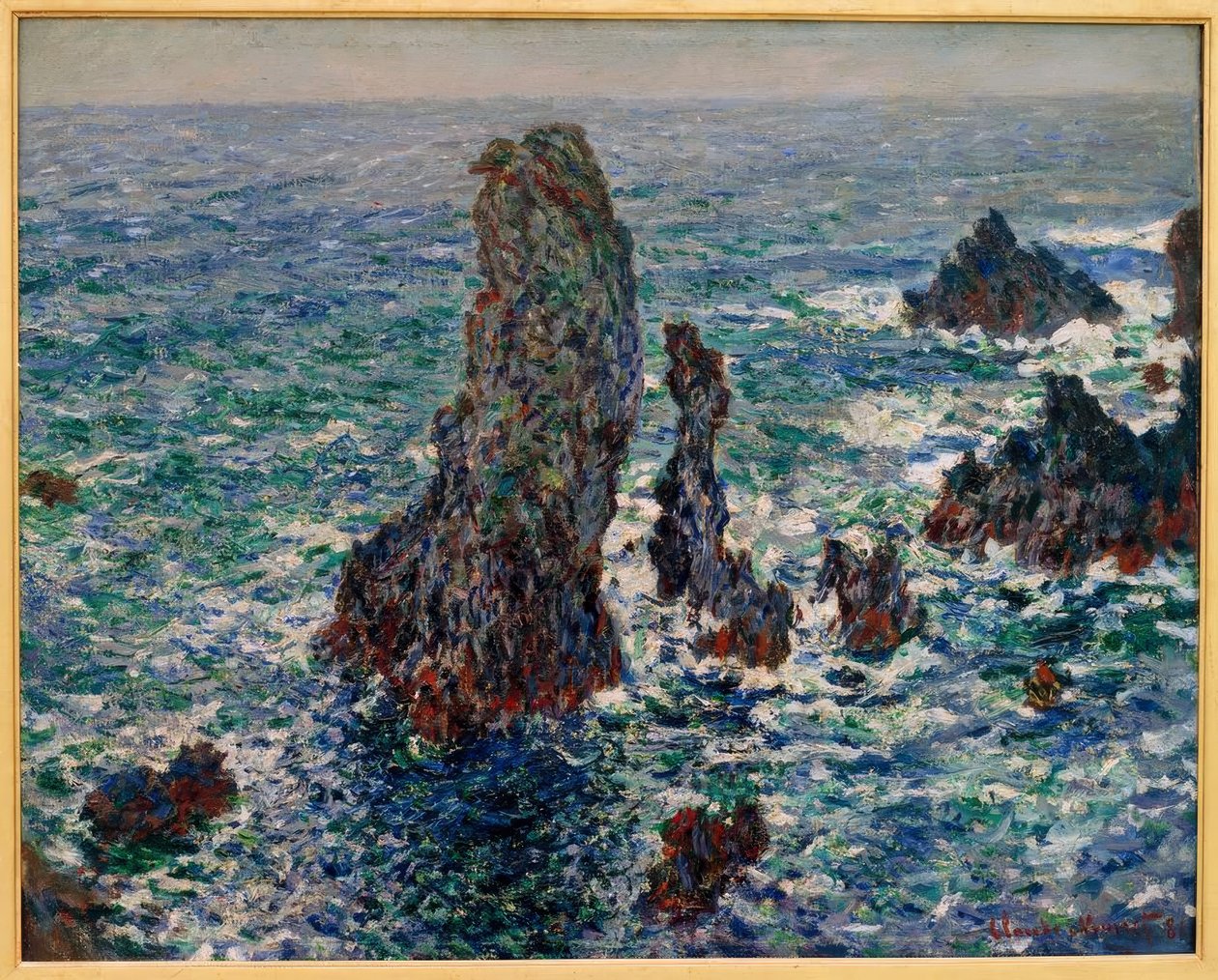 Pirâmides de Port-Coton, mar selvagem de Claude Monet
