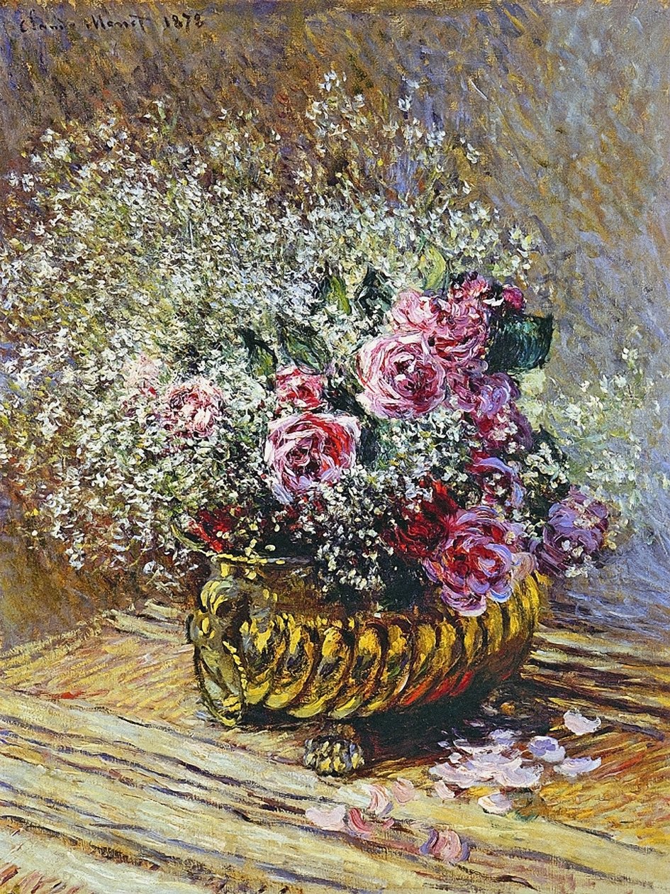 Rosas em um vaso de cobre, 1878 de Claude Monet