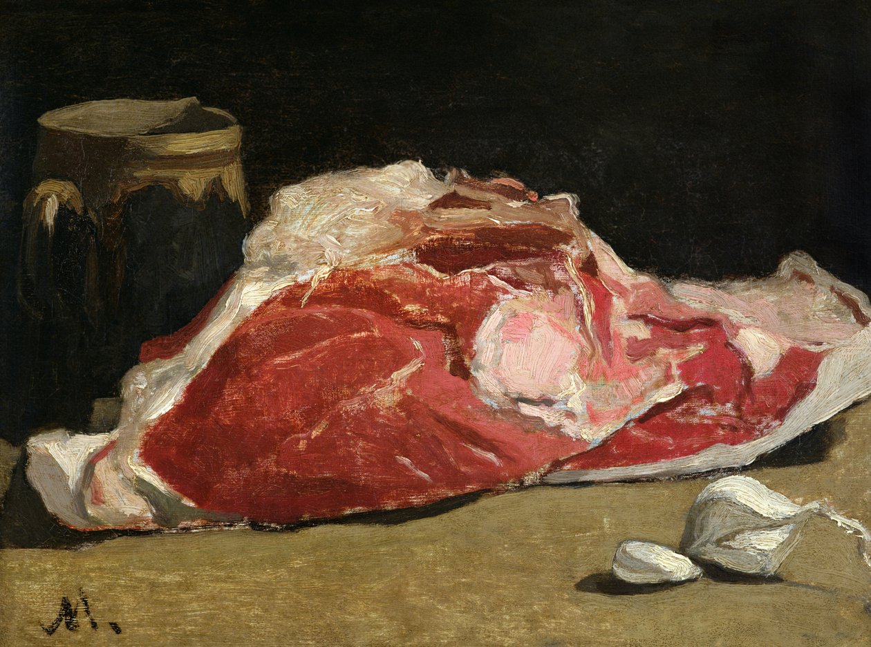 Ainda vida, o conjunto de carne, 1864 de Claude Monet