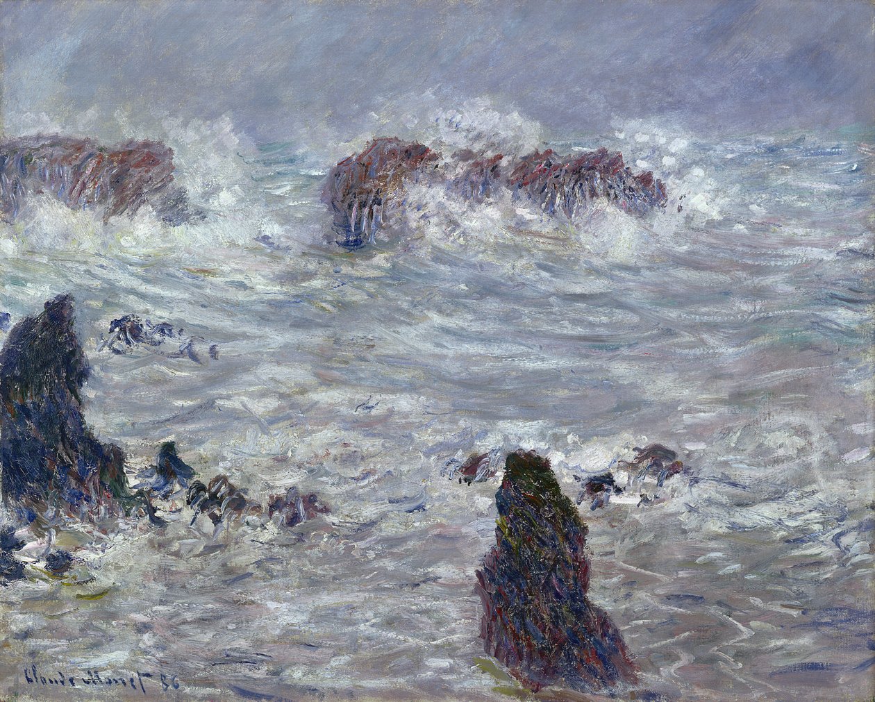 Tempestade, ao largo da costa de Belle-Ile, 1886 de Claude Monet