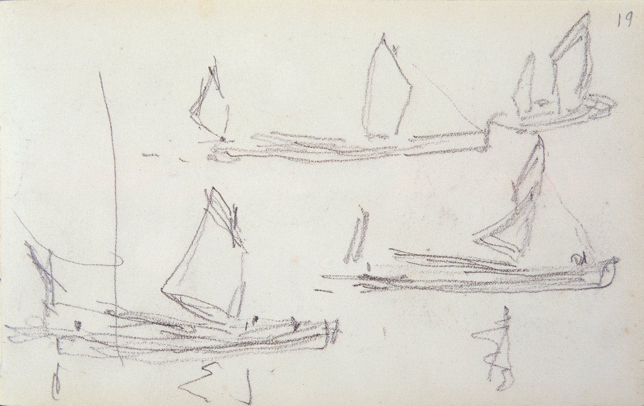 Estude para a série de Londres, Barcos no Tamisa de Claude Monet