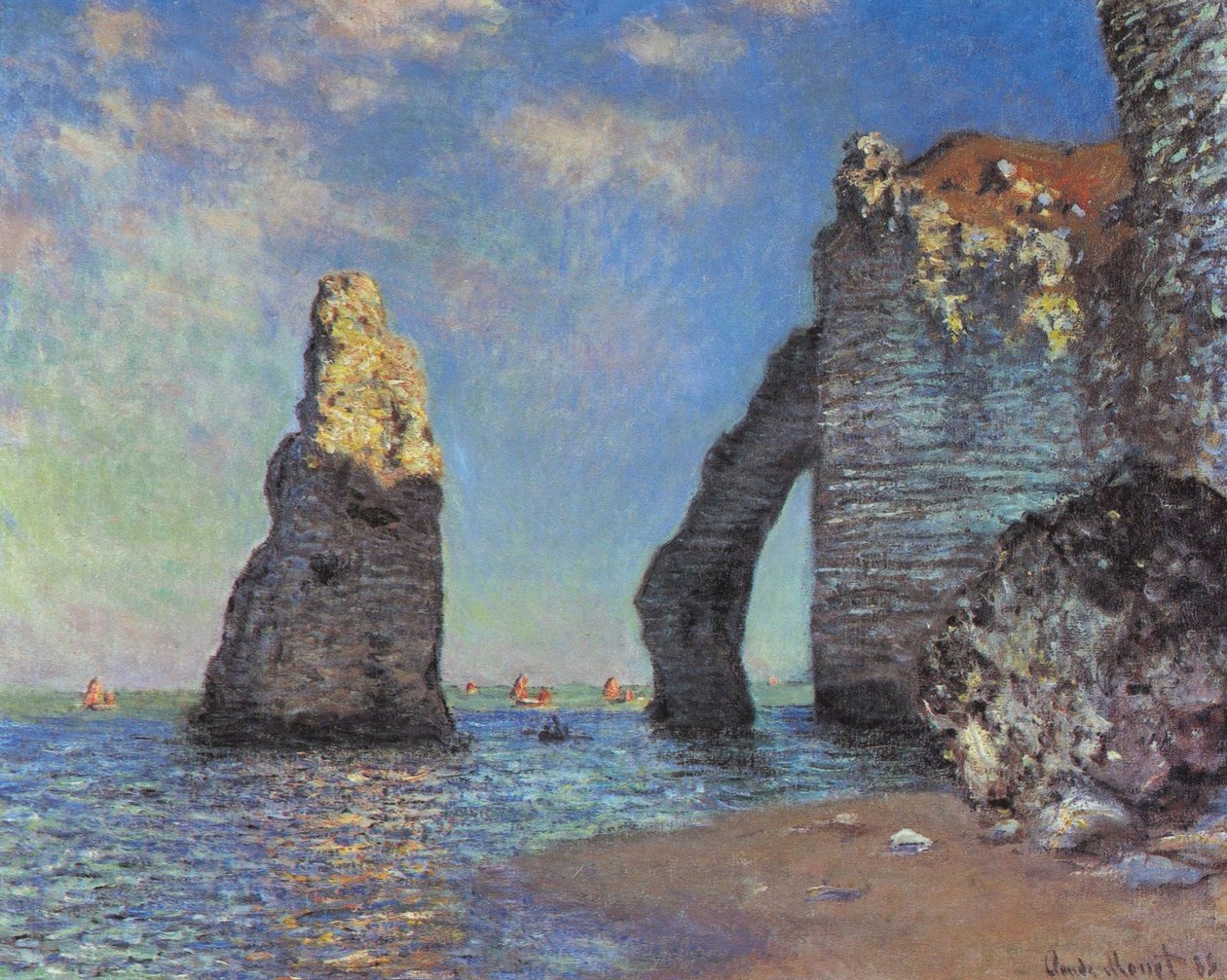 Os penhascos em Etretat de Claude Monet
