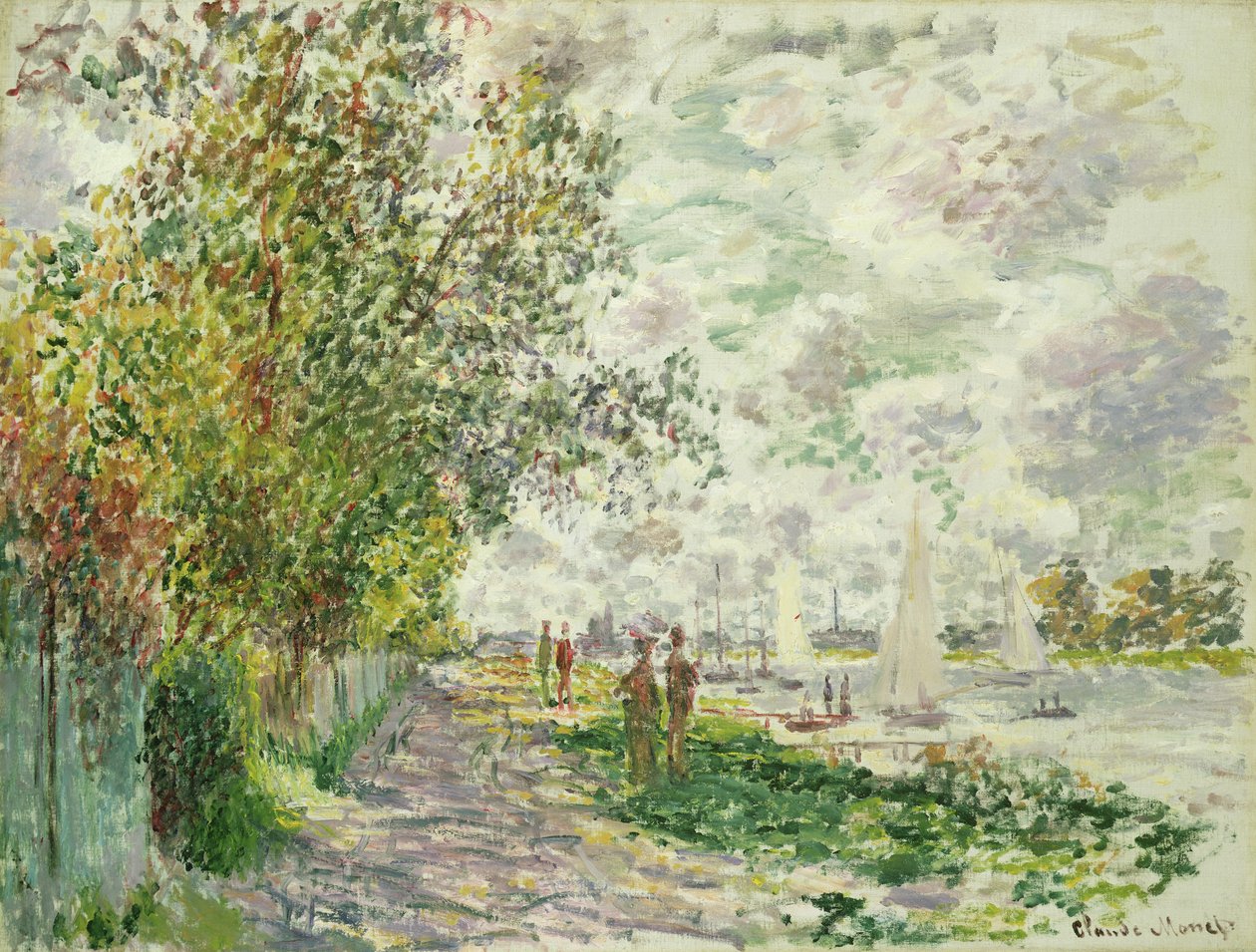 A margem do rio em Gennevilliers, c.1875 de Claude Monet