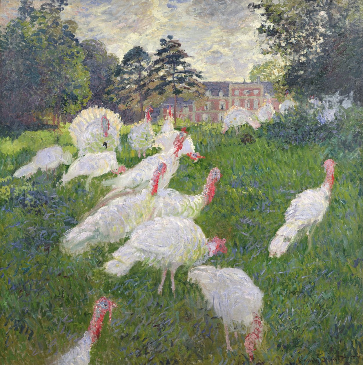 Os perus no Castelo de Rottembourg, Montgeron, 1877 (óleo sobre tela_ de Claude Monet