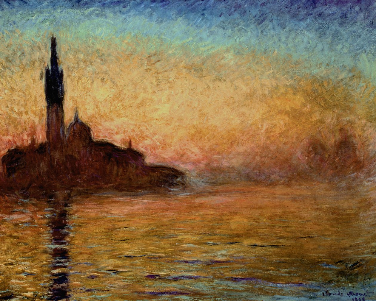 Vista, de, san giorgio maggiore, veneza, por, crepúsculo, 1908 de Claude Monet