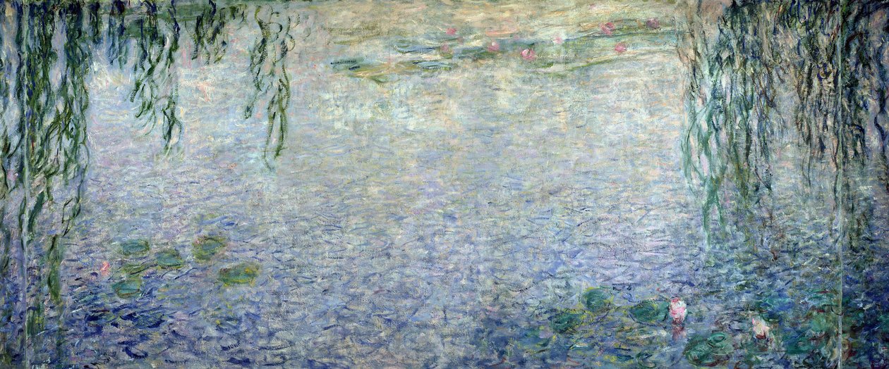 Waterlilies: Morning with Weeping Willows, detalhe da seção central, 1915-26 (ver também 162347 e 162349) de Claude Monet