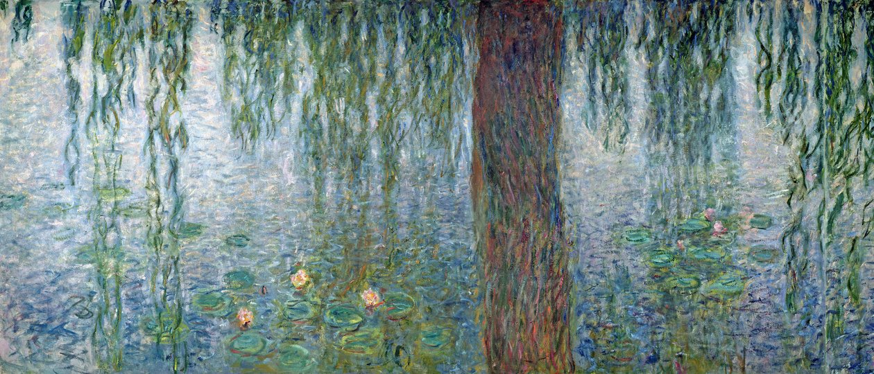 Waterlilies: Morning with Weeping Willows, detalhe da seção esquerda, 1915-26 (ver também 162348-9) de Claude Monet
