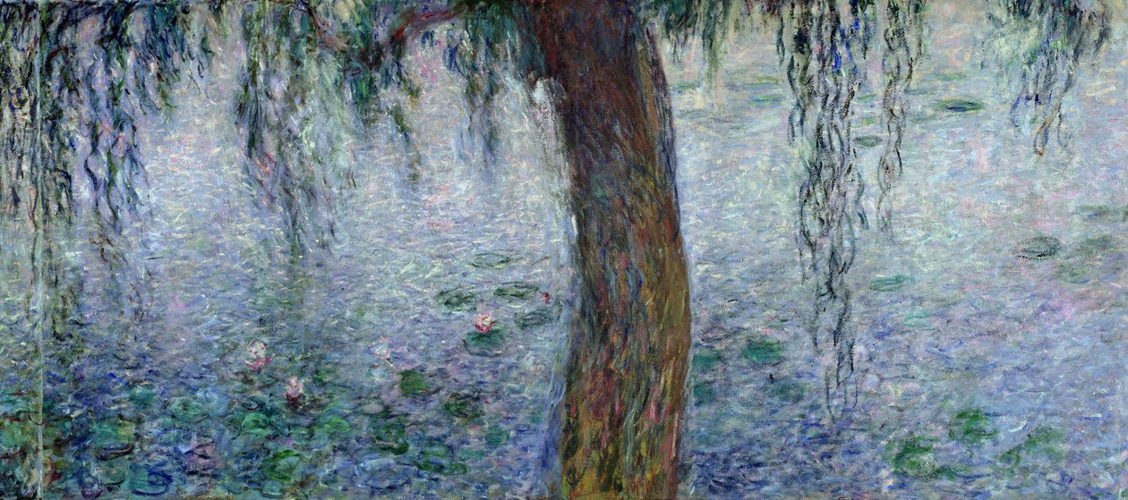 Waterlilies: Morning with Weeping Willows, detalhe da seção direita, 1915-26 (ver também 162347-8) de Claude Monet