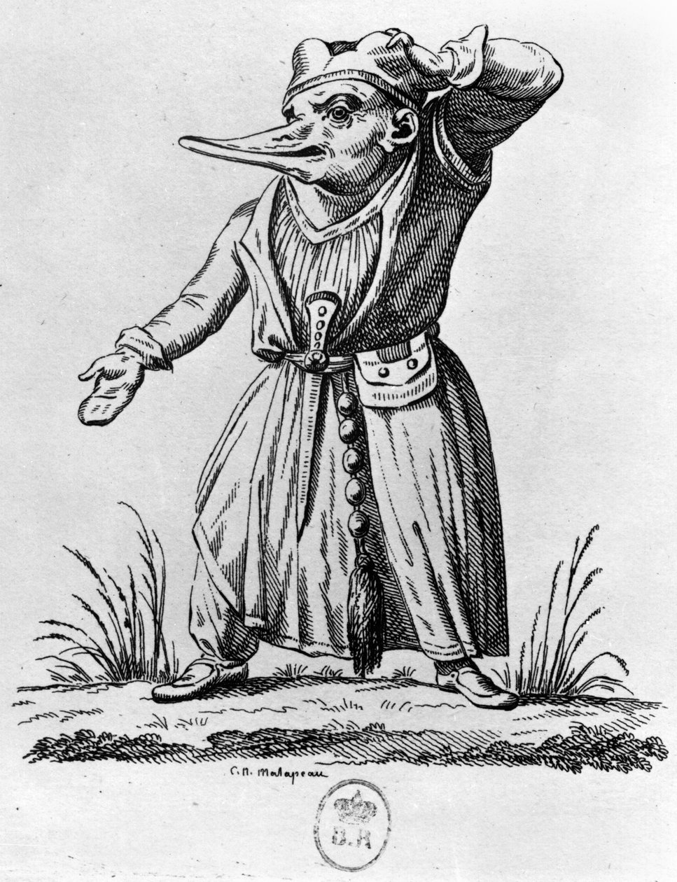 Um Monstro, de &39;Os Sonhos Dramáticos de Pantagruel&39; de François Rabelais (1494-1553) (xilogravura) de Claude Nicolas Malapeau