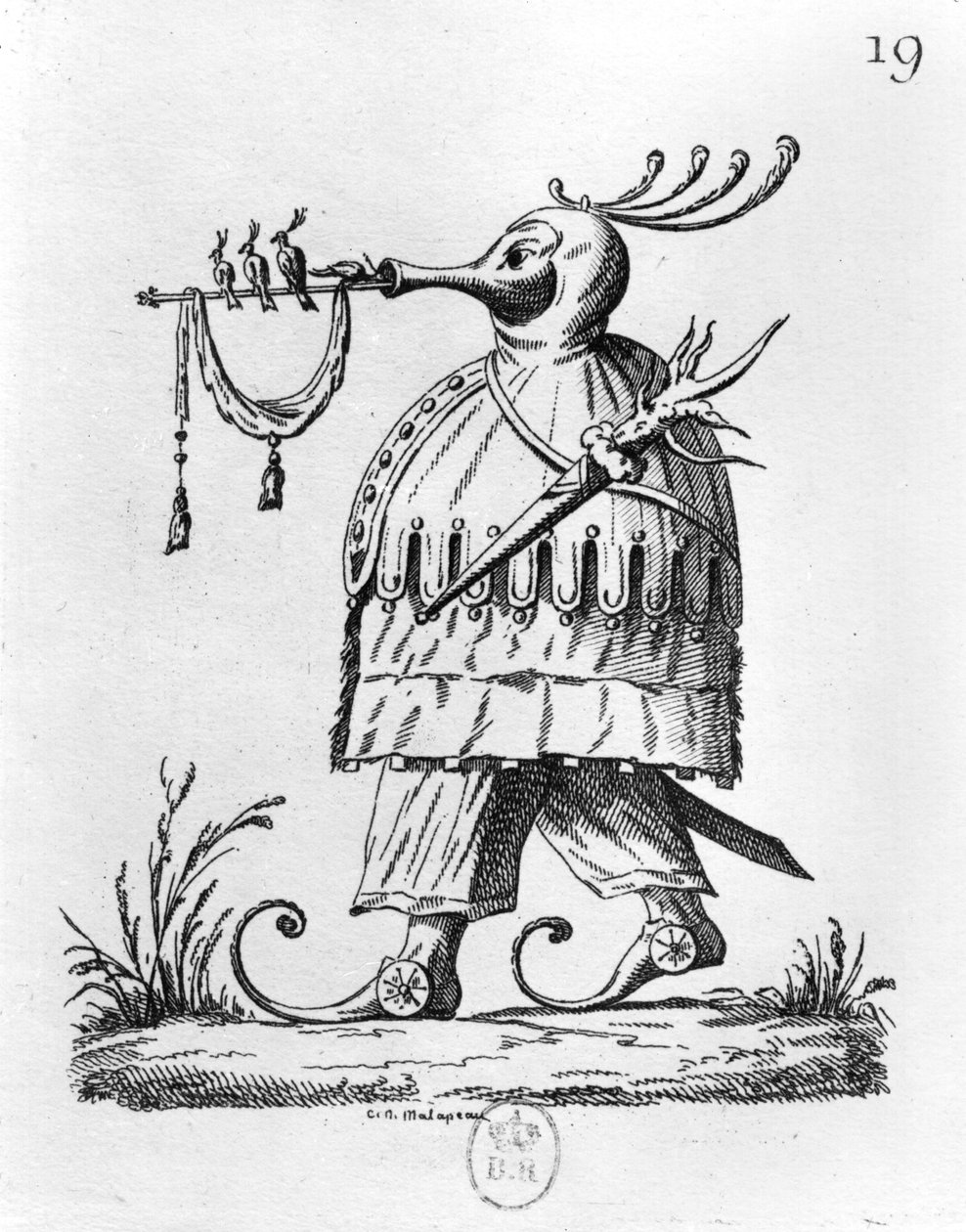 Um Monstro, de &39;Os Sonhos Dramáticos de Pantagruel&39; de François Rabelais (1494-1553) (xilogravura) de Claude Nicolas Malapeau
