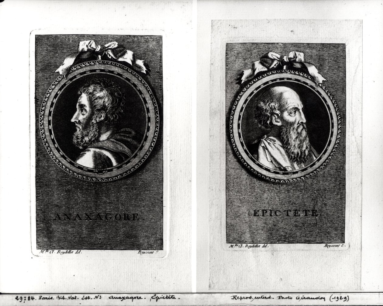 Anaxagorus (500-428 aC) e Epictetus (século 1) gravada por S. Beyssent de Claude Reydellet