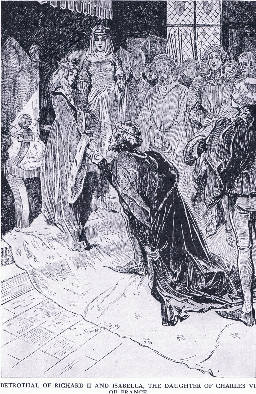 Bethroval de Richard II e Isabella a filha de Charles VI da França, de Cassells História do Povo Britânico publicado pela Waverley Book Company Limited, c.1940 de Claude Shepperson