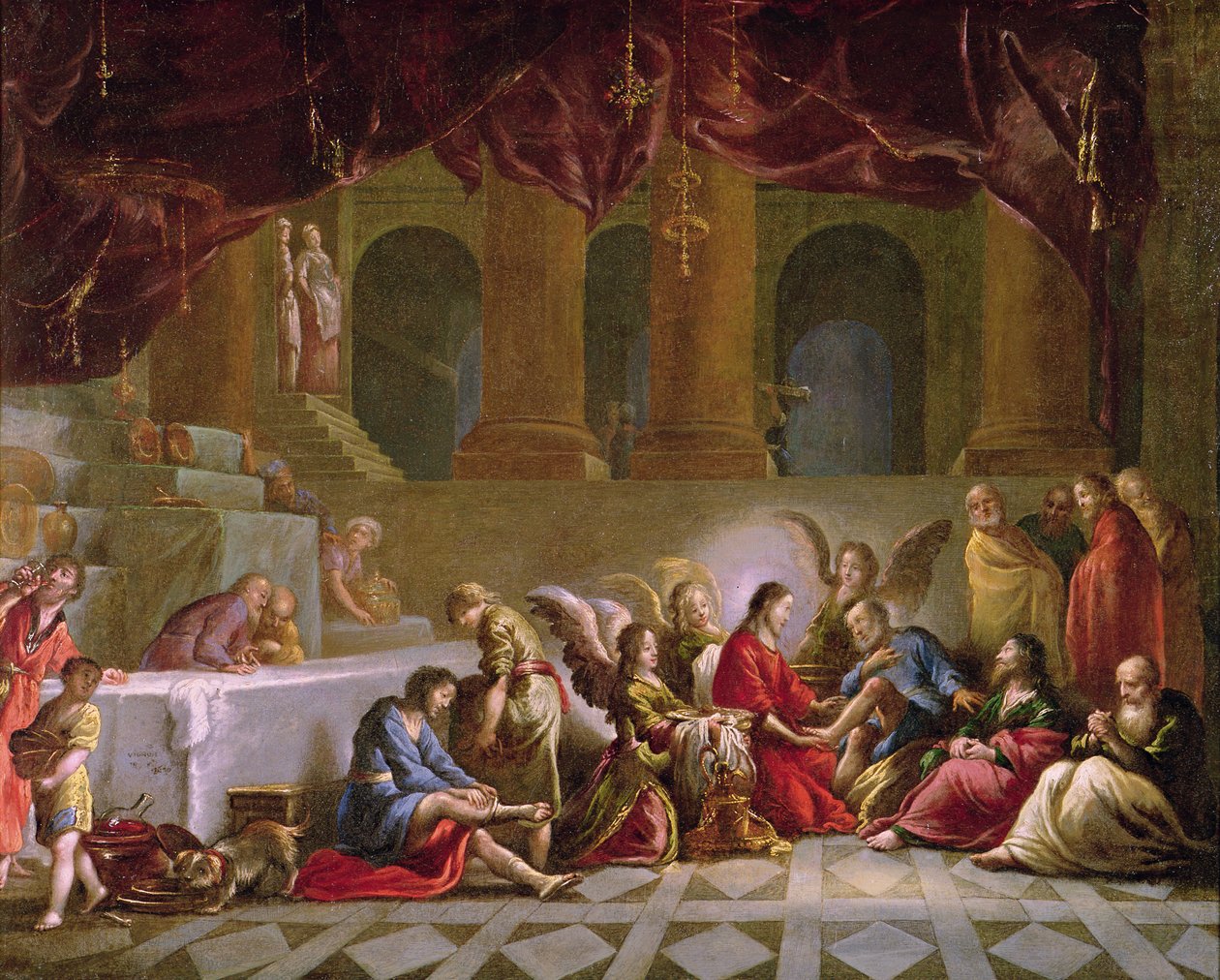 Jesus lavando os pés dos discípulos de Claude Vignon