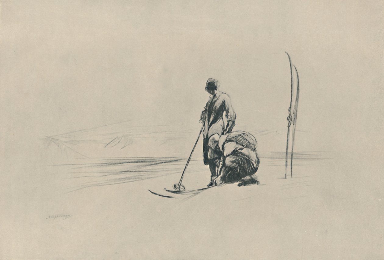 Os corredores de esqui, 1919 de Claude Allin Shepperson