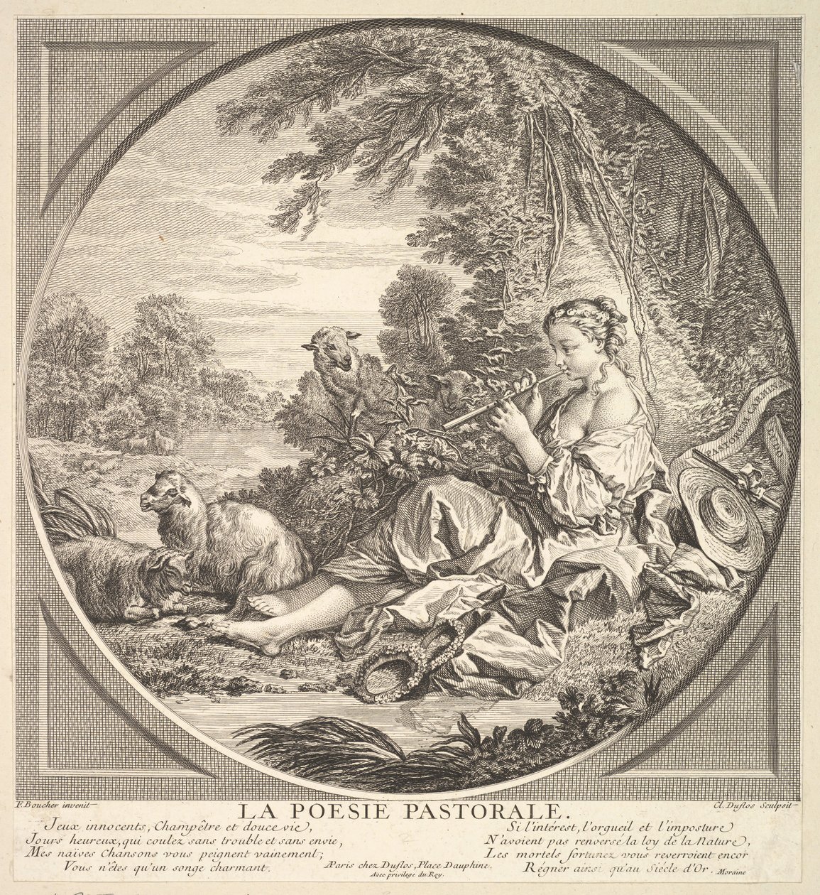 Poesia Pastoral, c. 1742. de Claude Augustin Duflos