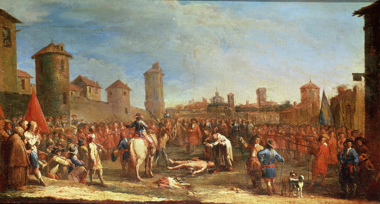 Tortura na Roda, da série "Miseries and Misfortunes of War", após a pintura original de Jacques Callot (1592-1635) de Claude Callot