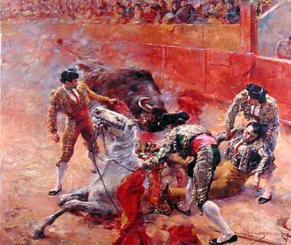 A queda do Picador (óleo sobre tela) de Claude Charles Bourgonnier