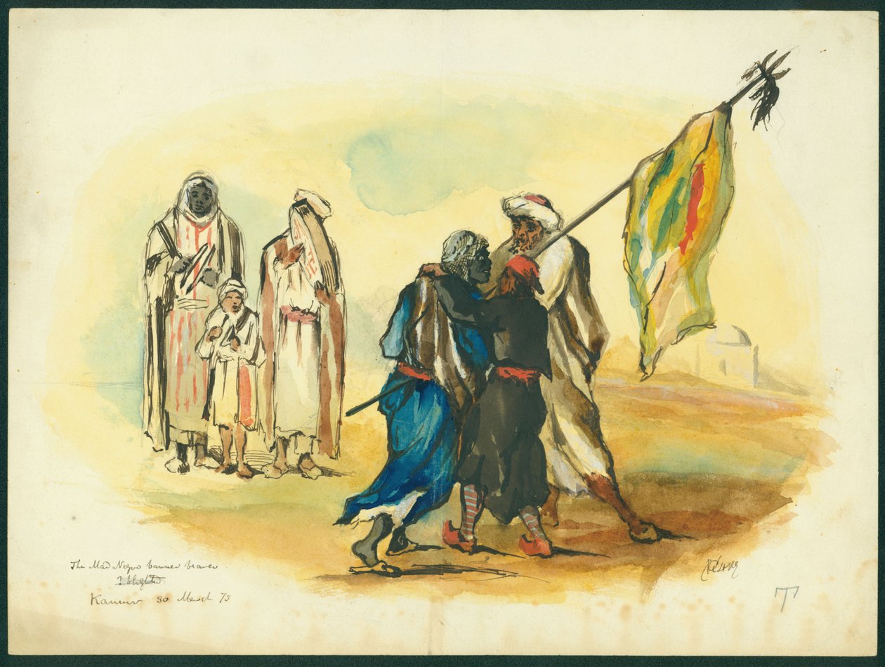 "The Mad Black banner bearer", Kaumur, 1873 (wc und pencil on paper) de Claude Conder