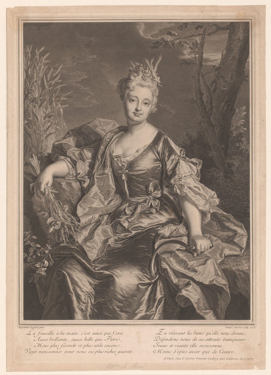 Retrato de Marguerite Henriette de La Briffe Le Bret como Ceres de Claude Drevet