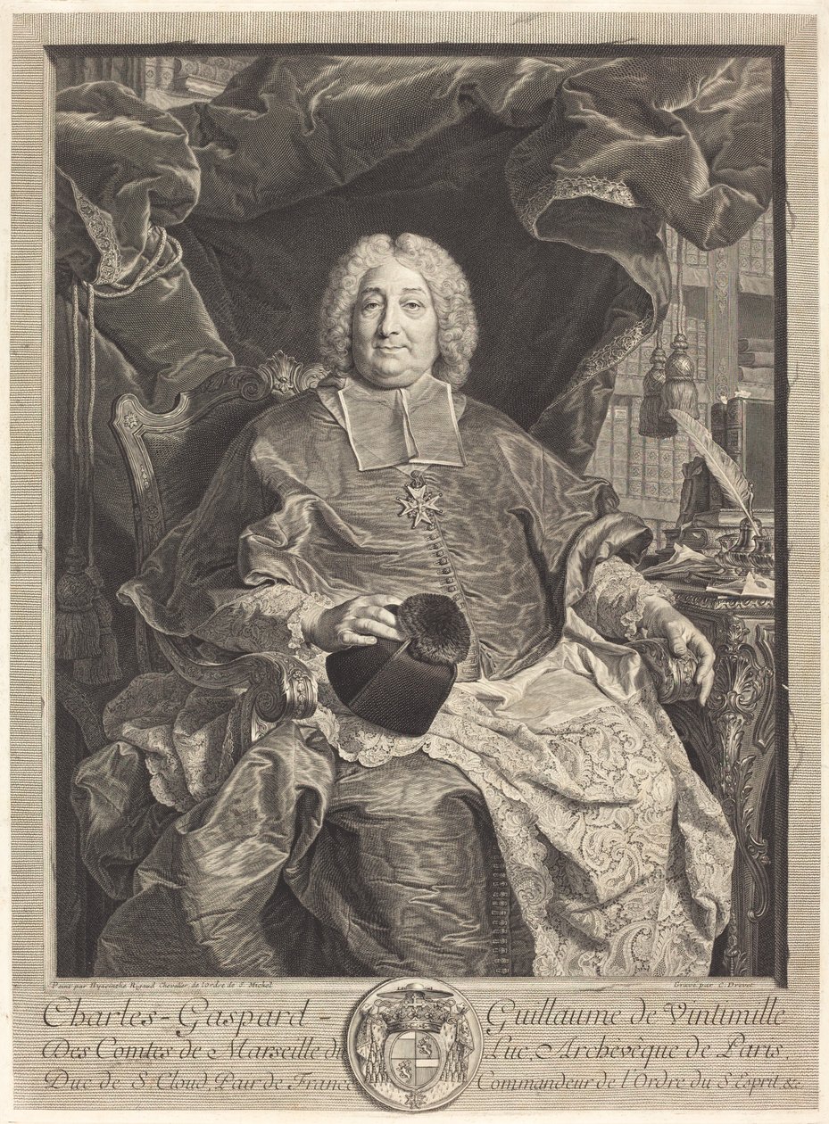 Charles-Gaspard-Guillaume de Vintimille du Luc, Arcebispo de Paris de Claude Drevet after Hyacinthe Rigaud