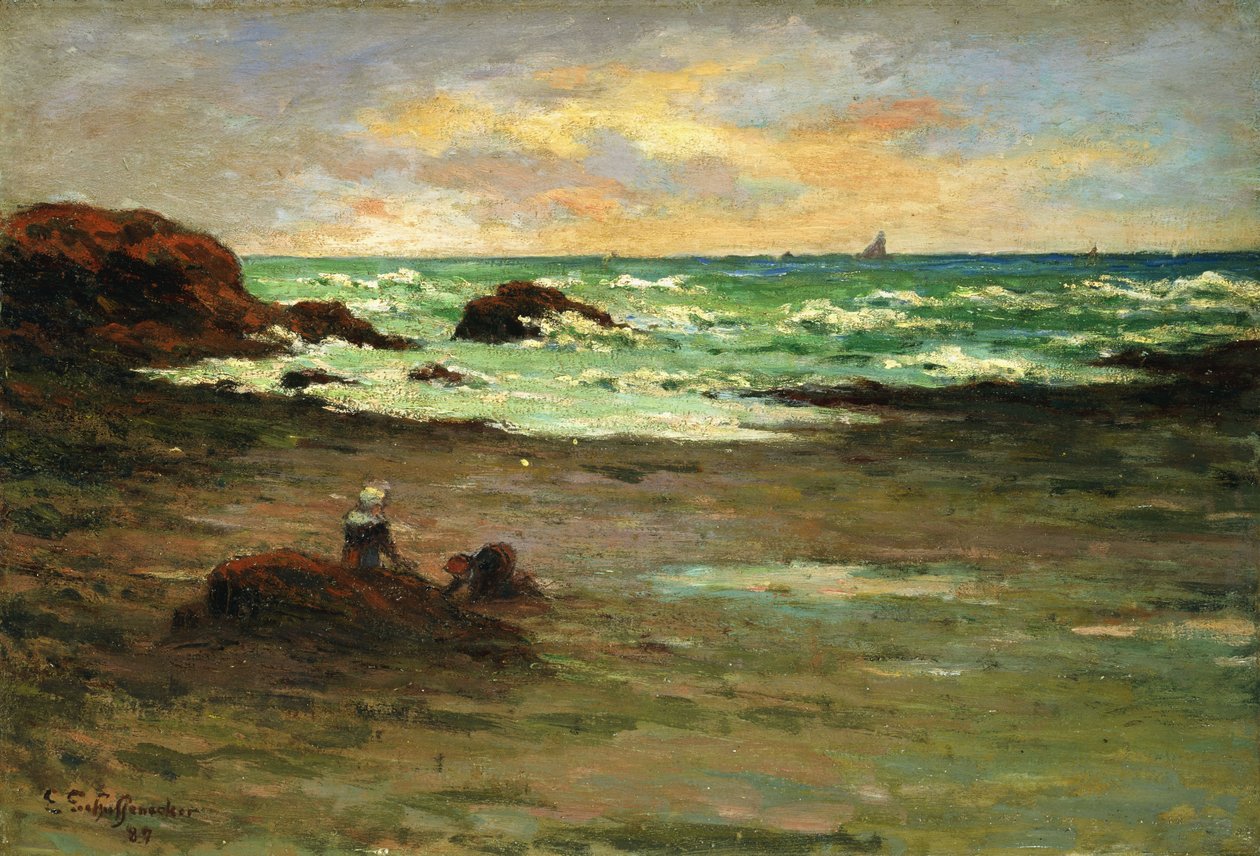 Um canto da praia de Concarneau; Um canto da praia em Concarneau de Claude Emile Schuffenecker