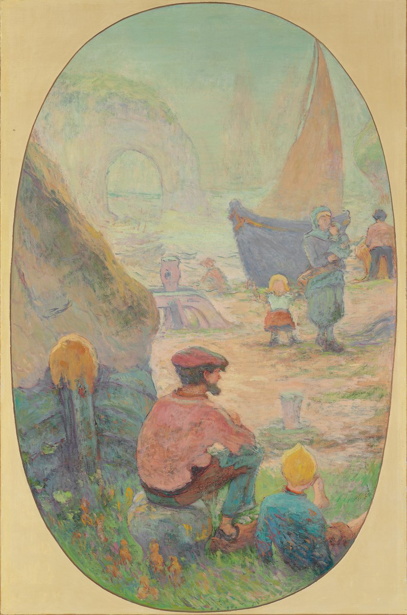 Pescadores em Etretat; Pecheurs a Etretat de Claude Emile Schuffenecker