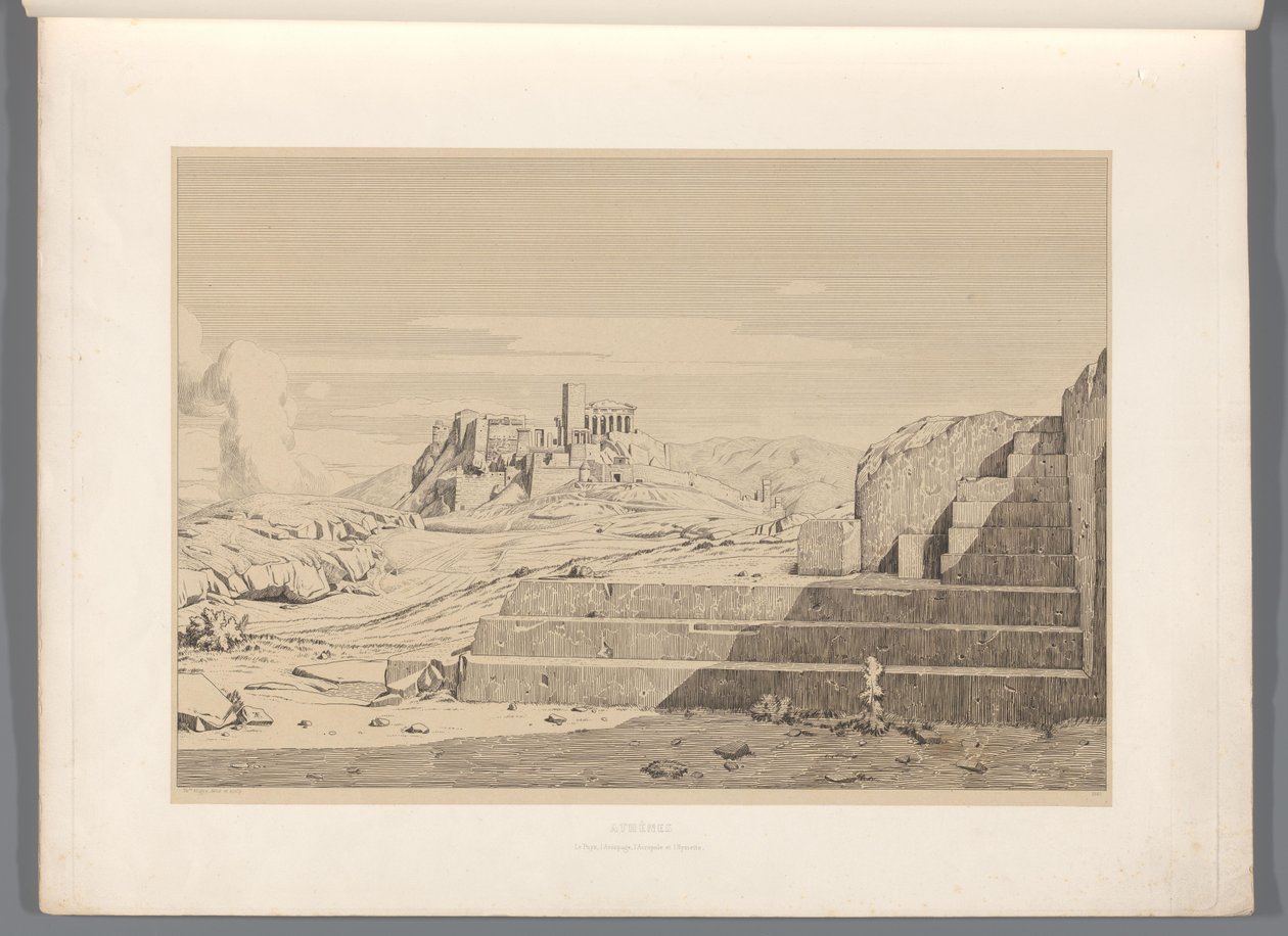Gezicht op Athene
Atenas (título sobre o objecto)
Vistas dos locais mais famosos da Grécia antiga (...) (título da série) de Claude Félix Théodore Caruelle d