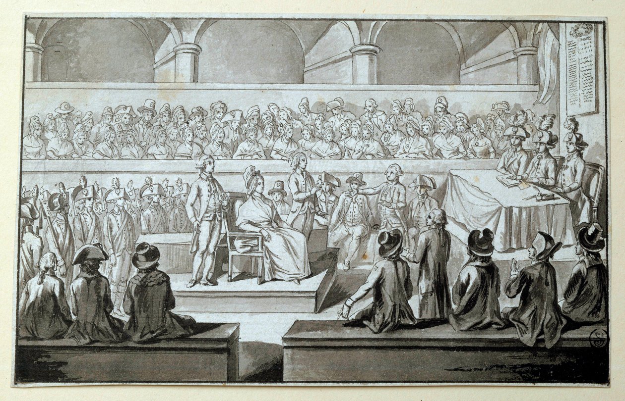 Rainha da França Maria Antonieta perante o Tribunal Revolucionário: dias de 14,15,16/10/1793 O advogado que defendeu seu caso é Claude François Chauveau-Lagarde (1756-1841). Desenho em tinta preta Dim. 0,097x0,15m. Paris, Museu do Louvre de Claude Francois Chauveau Lagarde