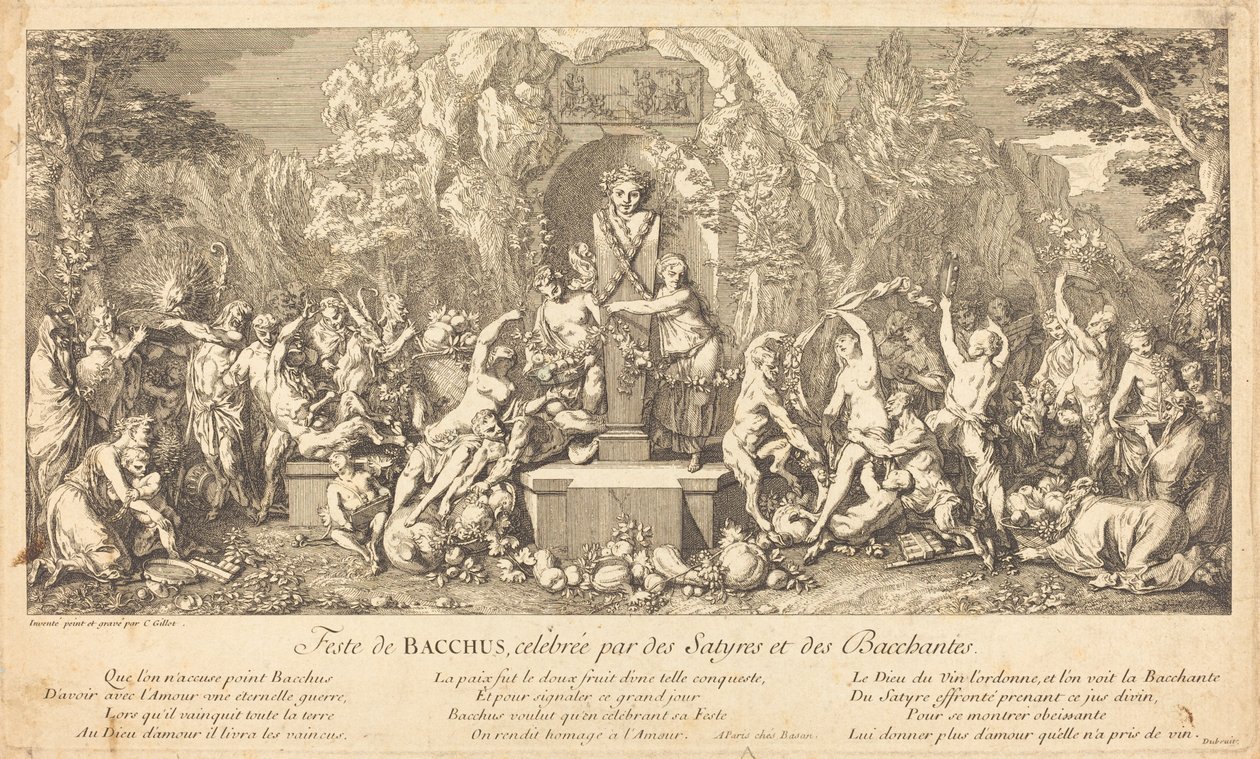 Festa de Baco, celebrada por sátiros e bacantes (Festa de Baco Celeb avaliado por sátiros e bacantes) de Claude Gillot