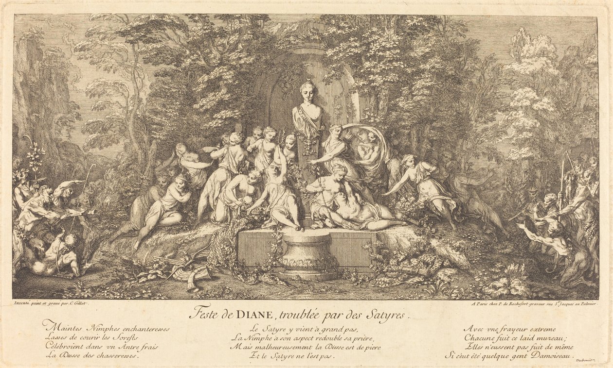 Feste de Diane, Troublee par des Satyres (Festa de Diana interrompida por sátiros) de Claude Gillot