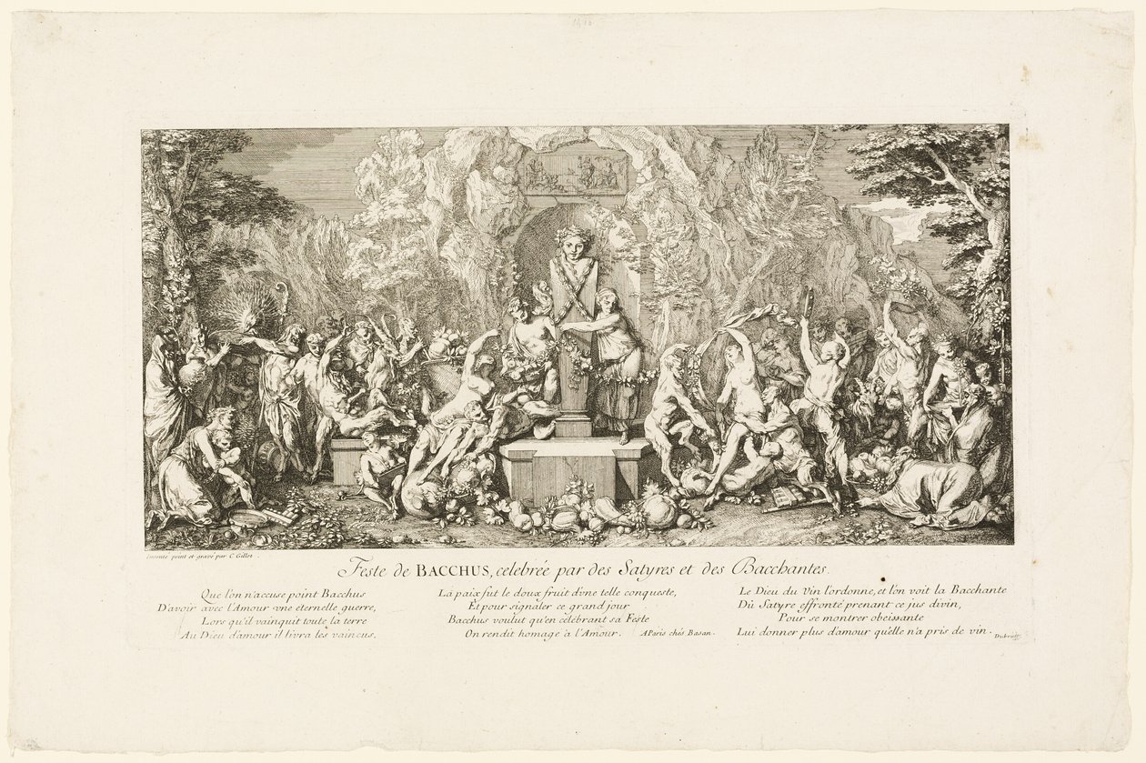 Festa de Baco celebrada por Sátiros e Bacantes de Claude Gillot