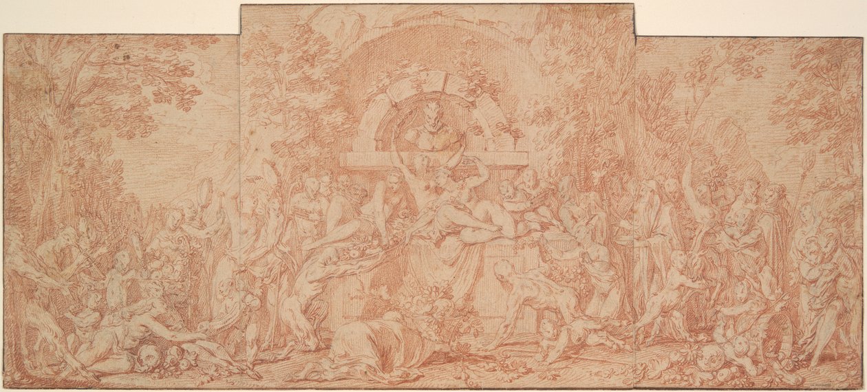 Estudo para a Festa do Deus Pan (La Fete du Dieu Pan) de Claude Gillot
