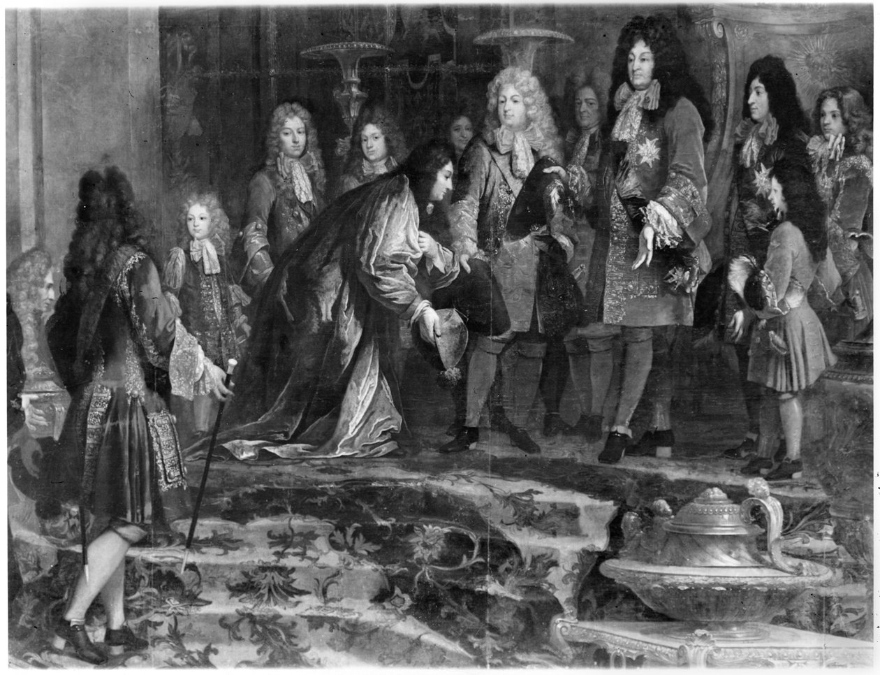O Doge de Gênova oferecendo suas desculpas a Luís XIV (1638-1715) em 15 de maio de 1685, 1715 (detalhe) de Claude-Guy Halle