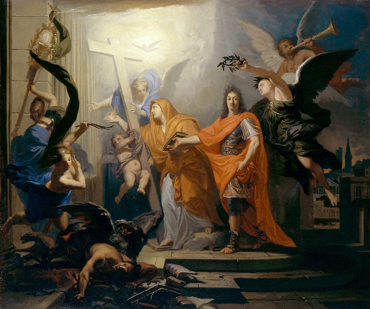 A Restauração da Religião Católica em Estrasburgo, ca. 1681 de Claude Guy Halle