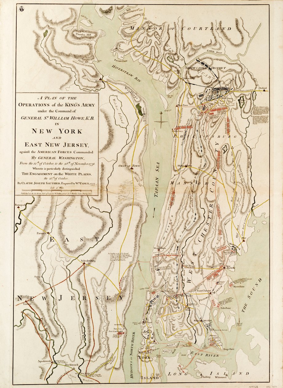 Um plano das operações do exército do Rei sob o comando do General Sr. William Howe KB em Nova Iorque de Claude Joseph Sauthier