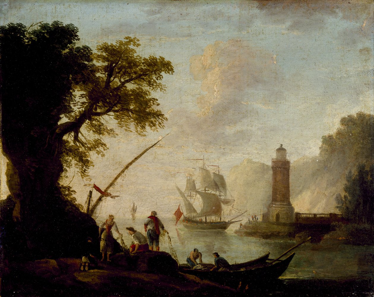 Uma vista costeira do Mediterrâneo, sem data de Claude Joseph Vernet