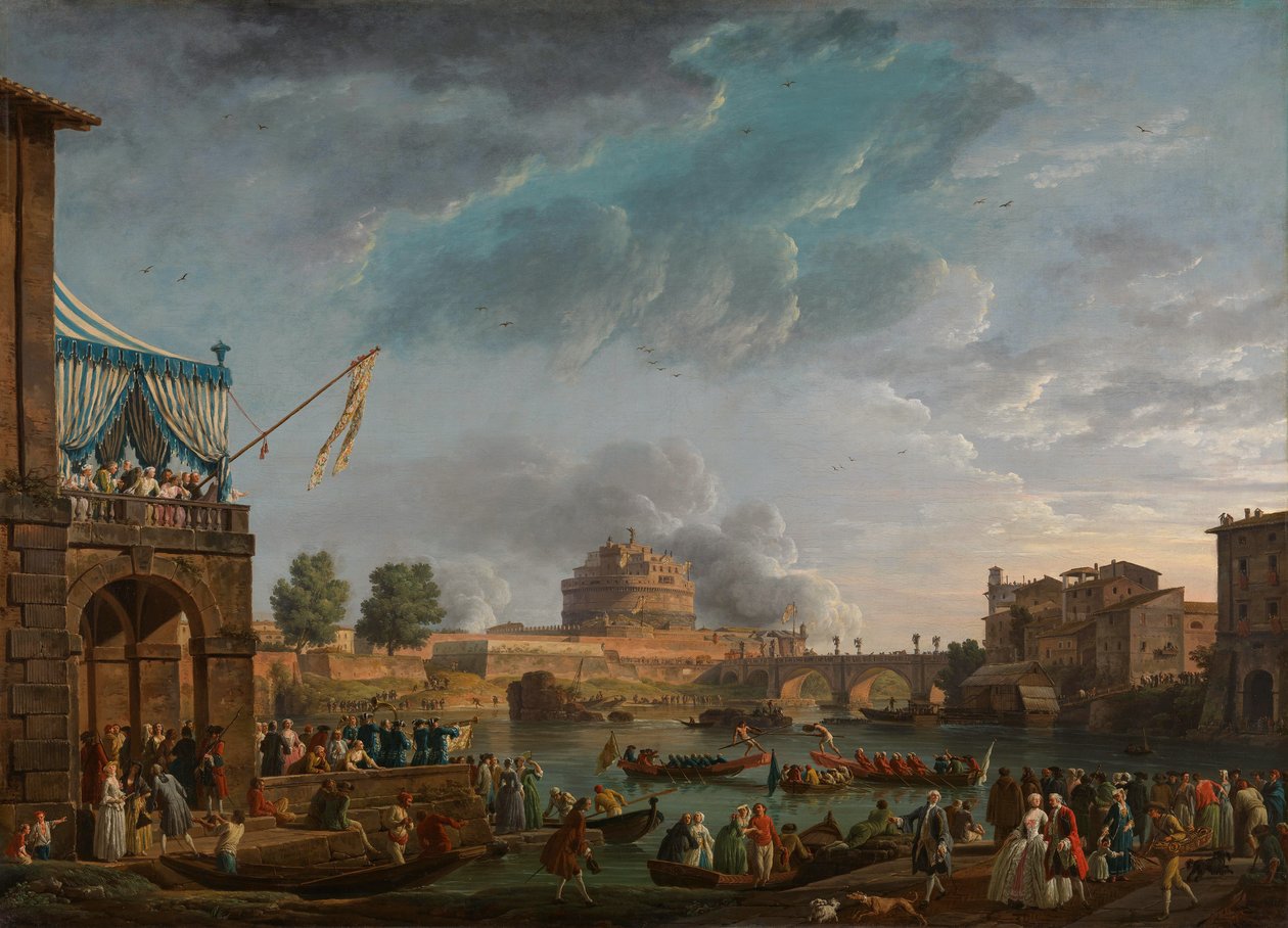 Uma competição desportiva no rio Tibre de Claude Joseph Vernet