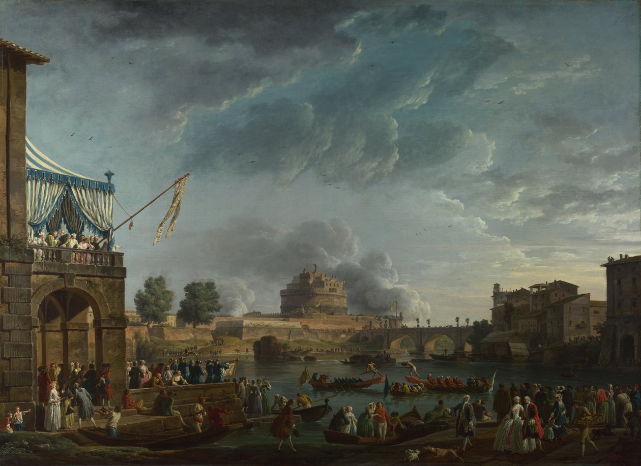 Um concurso esportivo no Tibre em Roma, 1750 de Claude Joseph Vernet