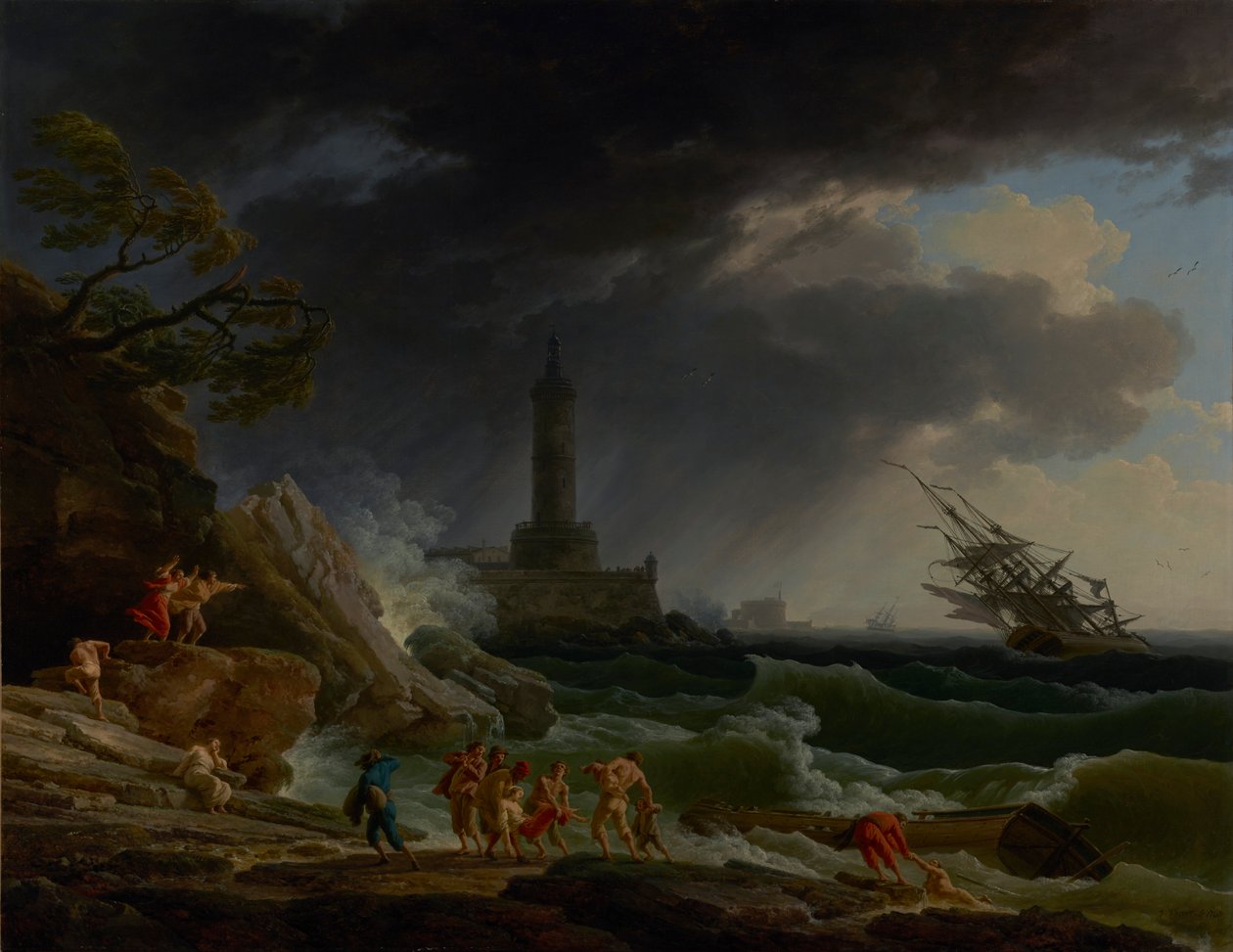 Uma tempestade na costa do Mediterrâneo de Claude Joseph Vernet